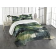 thumbnail image 1 of Ambesonne Dark Green Quilted Bedspread Set 3 Pcs, Deep Nature Abstract Art, King Size, Blue Grey and Eggshell, 1 of 4