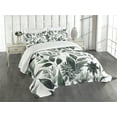 thumbnail image 1 of Ambesonne Dark Green Quilted Bedspread Set 3 Pcs, Nature Delicate Branches, King Size, Laurel Green, 1 of 4