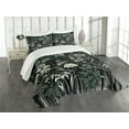 thumbnail image 1 of Ambesonne Dark Green Quilted Bedspread Set 3 Pcs, Vintage Botanical Art, King Size, Dark Reseda Green, 1 of 4