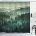 thumbnail image 1 of Ambesonne Dark Green Shower Curtain, Foggy Forest Panorama, 69"Wx75"L, Teal and Evergreen, 1 of 4