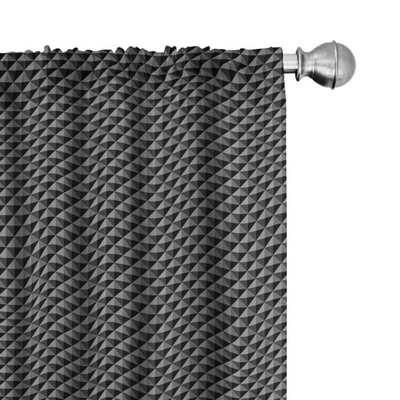 Ambesonne Dark Grey Window Curtains, Triangles Modern, Each 28" W x 84" L, Grey Black