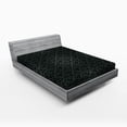 thumbnail image 1 of Ambesonne Dark Grey Fitted Sheet, Black Damask Floral, Queen Size, Black Grey, 1 of 3