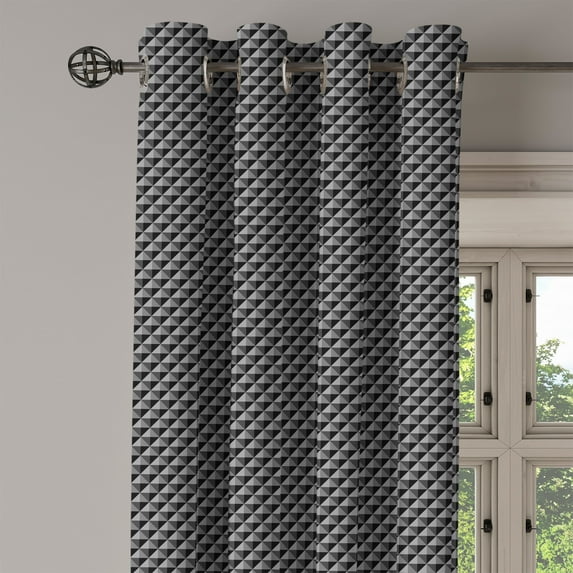 Ambesonne Dark Grey Grommet Curtain Single Panel, Triangles Modern, 50"x60", Grey Black