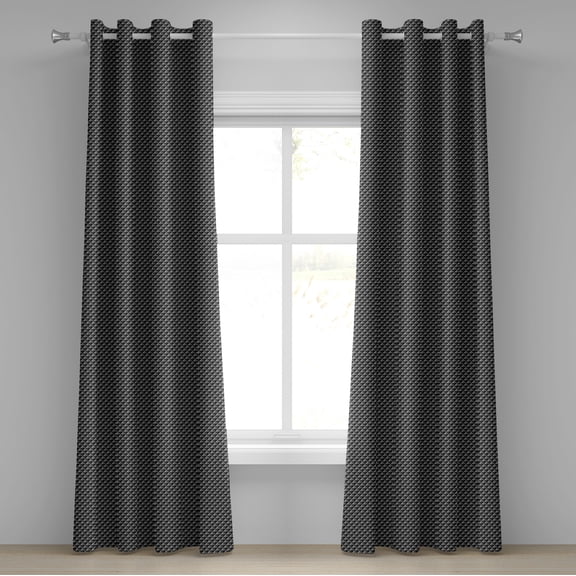 Ambesonne Dark Grey Grommet Curtain, Triangles Modern, 50" x 96", Grey Black