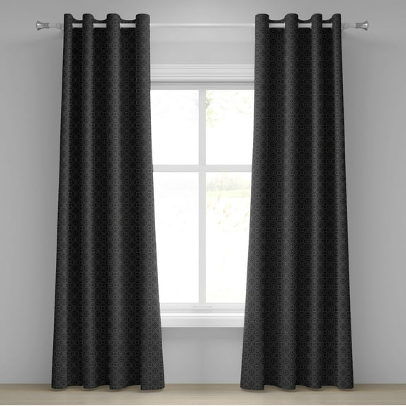 Ambesonne Dark Grey Grommet Curtain, Venetian Baroque, 50" x 108", Black Grey