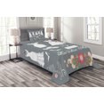 thumbnail image 1 of Ambesonne Dark Grey Quilted Bedspread Set 2 Pcs, Fashion Wedding Dress, Twin Size, Charcoal Grey White, 1 of 3