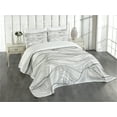 thumbnail image 1 of Ambesonne Dark Grey Quilted Bedspread Set 3 Pcs, Geometric Waves Ocean, Queen Size, Charcoal Grey White, 1 of 3