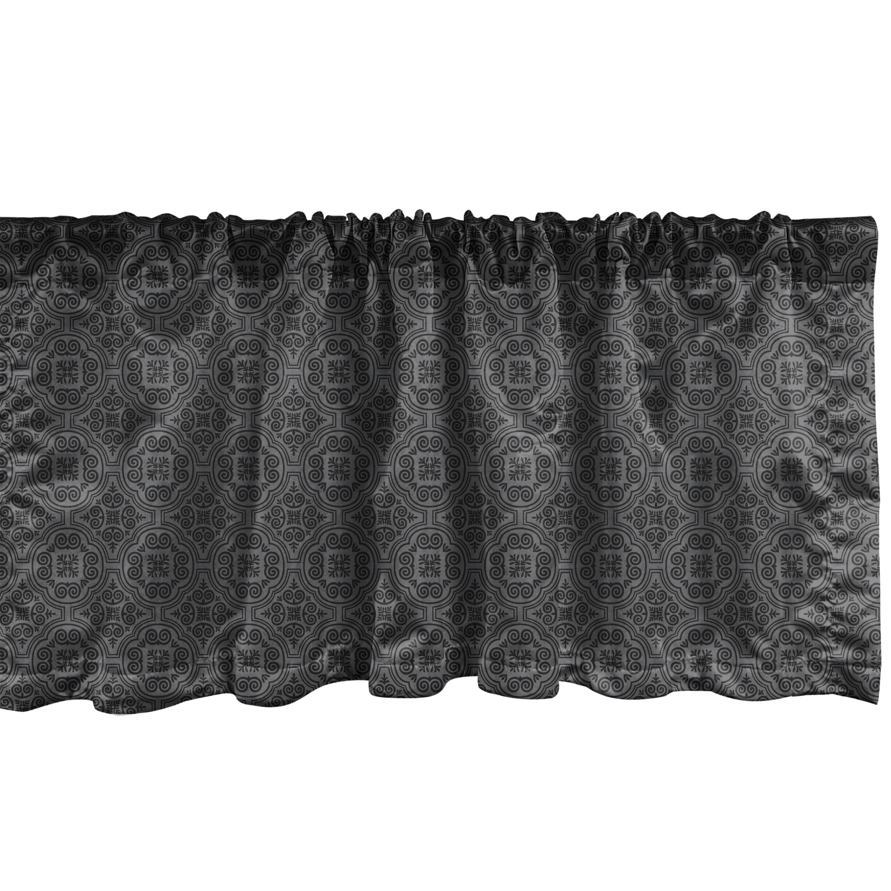 Black Grey Sateen Ruffled 54'' Window Valance