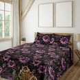 thumbnail image 1 of Ambesonne Dark Jungle Fitted & Flat Sheet with Shams 4 Pcs Set, Botany Flowers Leaves, Queen, Pale Fuchsia Dark Fuchsia, 1 of 5