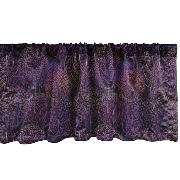 Ambesonne Dark Purple Valance Pack of 2, Forest Colorful Pattern, 42"X12", Multicolor