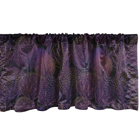 Ambesonne Dark Purple Valance Pack of 2, Forest Colorful Pattern, 54"X12", Multicolor
