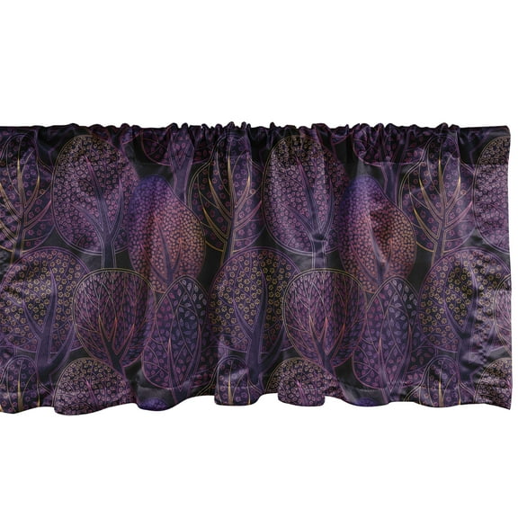 Ambesonne Dark Purple Window Valance, Forest Colorful Pattern, 54" X 12", Multicolor