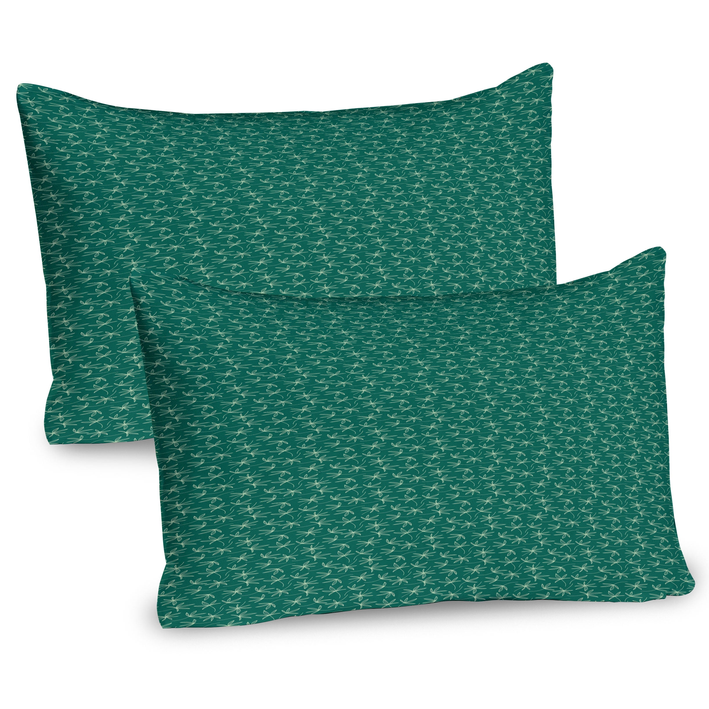 Forest Green Botanical Design Microfiber Pillow Shams 2-Pack