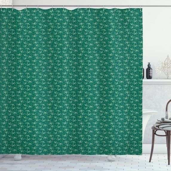 Ambesonne Dark Teal Shower Curtain, Botanical Design Leaves, 69"Wx75"L, Forest Green Mint Green