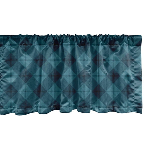 Ambesonne Dark Teal Window Valance, Simplistic Square Shapes, 54" X 12", Petrol Blue Dark Teal