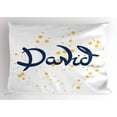 thumbnail image 1 of Ambesonne David Pillow Sham, Lettering Style Name, 26" X 20", Dark Blue Mustard, 1 of 2