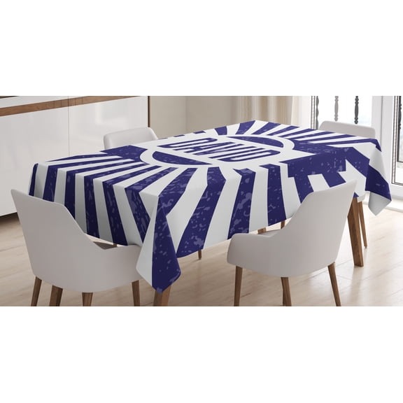Ambesonne David Tablecloth Rectangular Table Cover, Boys Birthday Navy Tone, 60"x84", Navy Blue and White