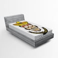 thumbnail image 1 of Ambesonne Day of Dead Fitted Sheet, Skull with Sombrero, Twin XL Size, Yellow White Ivory, 1 of 2