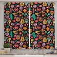 thumbnail image 1 of Ambesonne Day of the Dead Kitchen Curtains, Skull Flower Pepper, 55"x36", Charcoal Grey Multicolor, 1 of 1