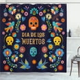 thumbnail image 1 of Ambesonne Day of the Dead Shower Curtain, Folk Skulls Flowers, 69"Wx84"L, Indigo Multicolor, 1 of 1