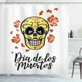 thumbnail image 1 of Ambesonne Day of the Dead Shower Curtain, Roses Sugar Skull, 69"Wx84"L, Cinnamon Mustard, 1 of 4