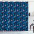 thumbnail image 1 of Ambesonne Deep Sea Shower Curtain, Colorful Mantas Silhouette, 69"Wx70"L, Night Blue Multicolor, 1 of 4