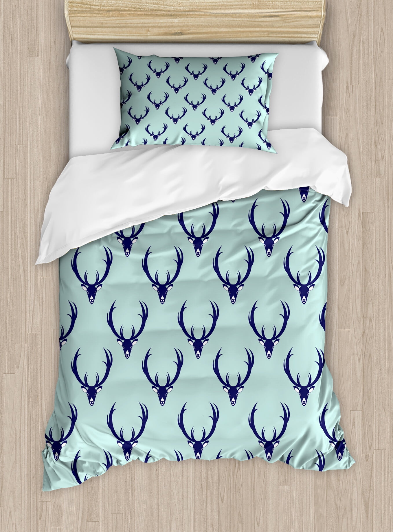Ambesonne Deer Duvet Cover Set, Abstract Creature Motif, Twin, Pale