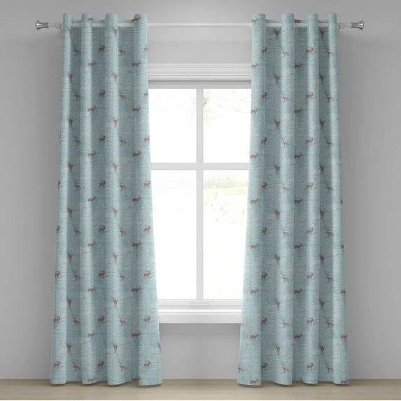 Ambesonne Deer Grommet Curtain, Forest in the Winter Trees, 50" x 72", Bluegrey Dried Rose