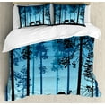 thumbnail image 1 of Ambesonne Deer Hunting Duvet Cover Set, Wild Animal Elk Forest, Calking, Sea Blue Dark Sky Blue, 1 of 3