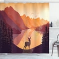 thumbnail image 1 of Ambesonne Deer Hunting Shower Curtain, Bird Mountain Reindeer, 69"Wx84"L, Apricot Dried Rose, 1 of 3