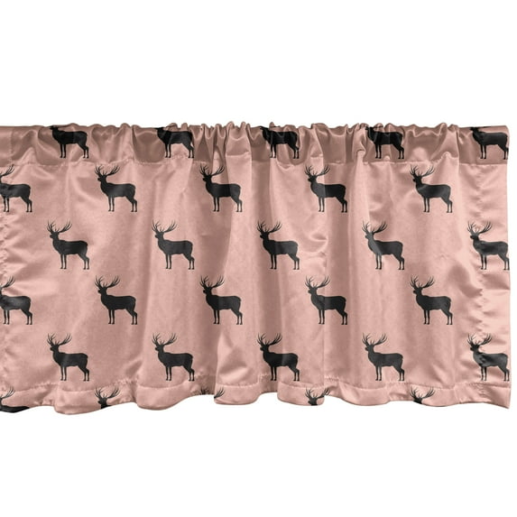 Ambesonne Deer Hunting Window Valance, Repetitive Hipster Style Vibrant Abstract Wild Animal Illustration, Curtain Valance for Kitchen Bedroom Decor with Rod Pocket, 54" X 18", Blush and Dark Mauve