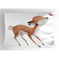 thumbnail image 1 of Ambesonne Deer Pillow Sham, Young Deer and Butterfly, 26" X 20", Pale Caramel Coconut, 1 of 2