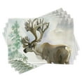 thumbnail image 1 of Ambesonne Deer Place Mats Set of 4, Winter Forest Paint Style, Standard Size, Beige Green, 1 of 4