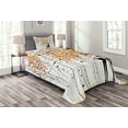 thumbnail image 1 of Ambesonne Deer Quilted Bedspread Set 2 Pcs, Trees Foliage Wilderness, Twin Size, Orange Green and White, 1 of 3