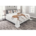 thumbnail image 1 of Ambesonne Deer Quilted Bedspread Set 3 Pcs, Young Deer and Butterfly, Queen Size, Pale Caramel Coconut, 1 of 3