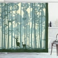 thumbnail image 1 of Ambesonne Deer Shower Curtain, Animals in Foggy Forest, 69"Wx75"L, Black White Grey, 1 of 3
