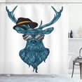 thumbnail image 1 of Ambesonne Deer Shower Curtain, Teal Hipster Antler Print, 69"Wx84"L, Teal and Black, 1 of 5