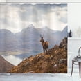 thumbnail image 1 of Ambesonne Deer Shower Curtain, Western Ross Mountain View, 69"Wx84"L, Brown White, 1 of 5