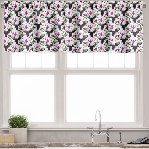 Ambesonne Deer Valance Pack of 2, Animal Head with Antlers, 54"X18", Multicolor
