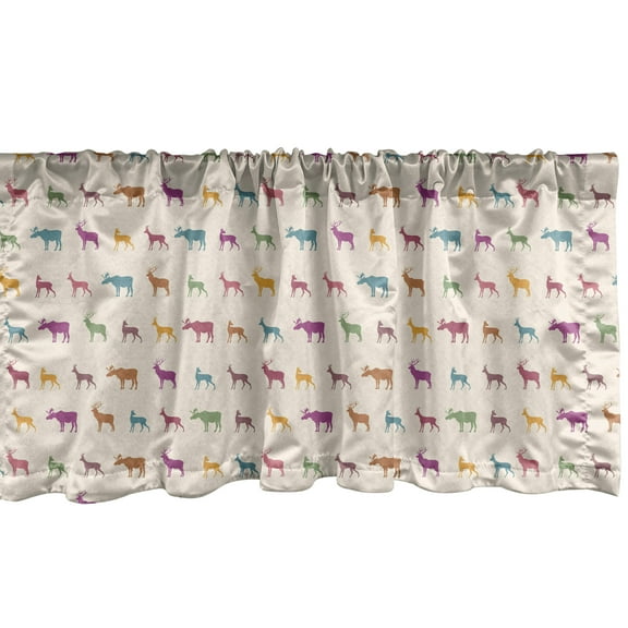 Ambesonne Deer Window Valance, Animal Silhouettes Pattern, 54" X 12", Multicolor