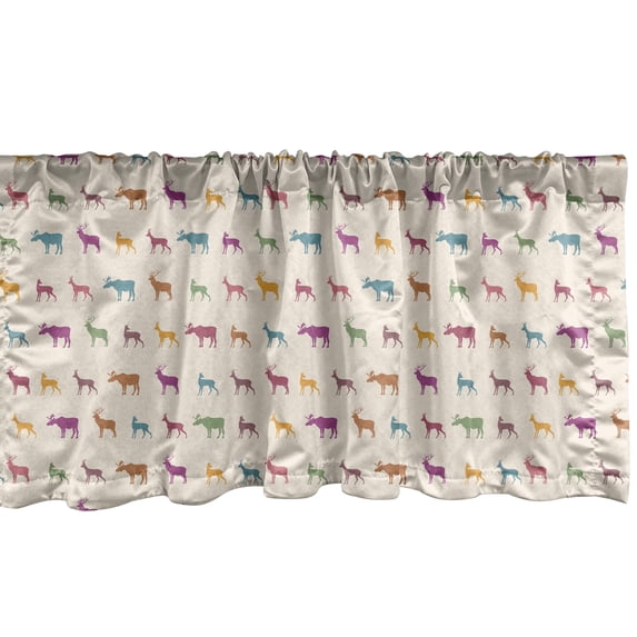 Ambesonne Deer Window Valance, Animal Silhouettes Pattern, 54" X 18", Multicolor