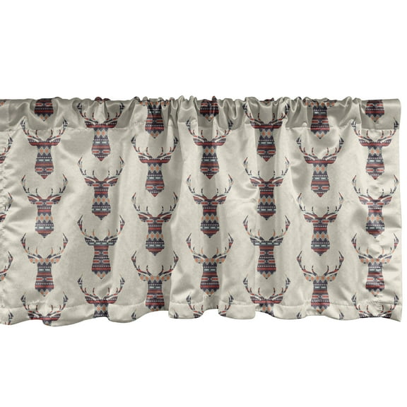 Ambesonne Deer Window Valance, Ornate Pattern, 54" X 18", Multicolor