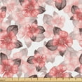 thumbnail image 1 of Ambesonne Delicate Blooms Fabric by the Yard Upholstery, Floral Neutral Boho, 2 Yards, Coral Dark Mauve White, 1 of 1