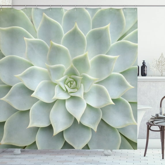 Ambesonne Desert Shower Curtain, Cactus Flowers Photo, 69"Wx75"L, Sage Green