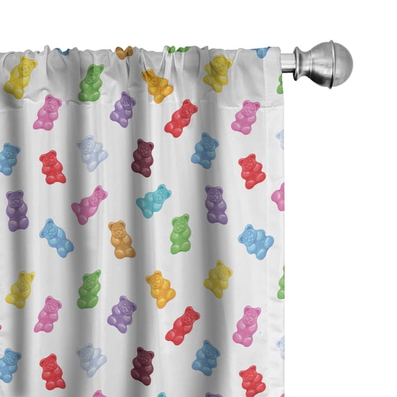 Ambesonne Dessert Curtains, Vibrant Gummy Bears, Pair of 28"x63", Multicolor