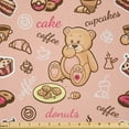 thumbnail image 1 of Ambesonne Dessert Fabric by the Yard Microfiber, Cupcakes Cookies Donuts, 5 Yards, Sand Brown Coral, 1 of 2