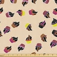 thumbnail image 1 of Ambesonne Dessert Fabric by the Yard Upholstery, Multicolored Muffin Art, 1 Yard, Redbrown and Dark Magenta, 1 of 5