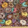 thumbnail image 1 of Ambesonne Dessert Fabric by the Yard Upholstery, Various Chocolate Donuts, 2 Yards, Pale Redwood and Mustard, 1 of 5
