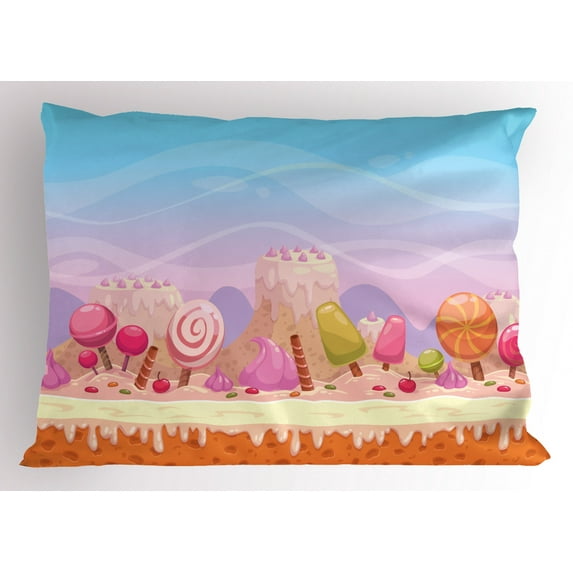 Ambesonne Dessert Pillow Sham, Fanciful Candy Road, 36" X 20", Multicolor