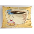 thumbnail image 1 of Ambesonne Dessert Pillow Sham, Gigantic Coffee Mug, 26" X 20", Apricot and Multicolor, 1 of 2